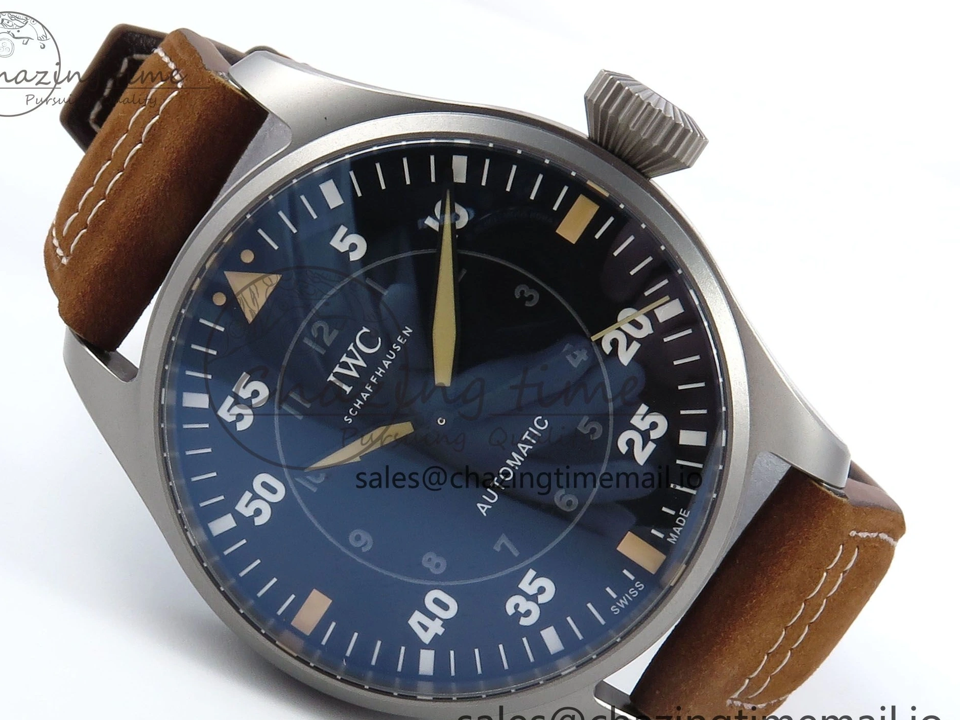 MIROTIME 0225 Big Pilot IW329701 M+F 1:1 Best Edition Black Dial on Brown Leather Strap MY RelaxedFit 7005